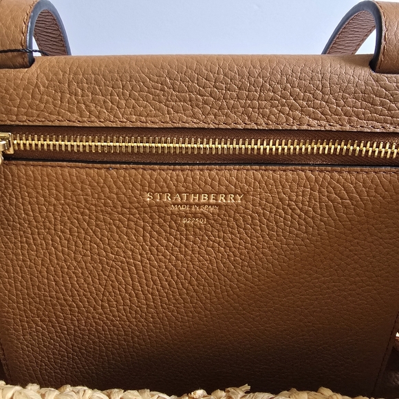 Strathberry Floral Raffia Basket Tote Straw Tan - Picture 10 of 15